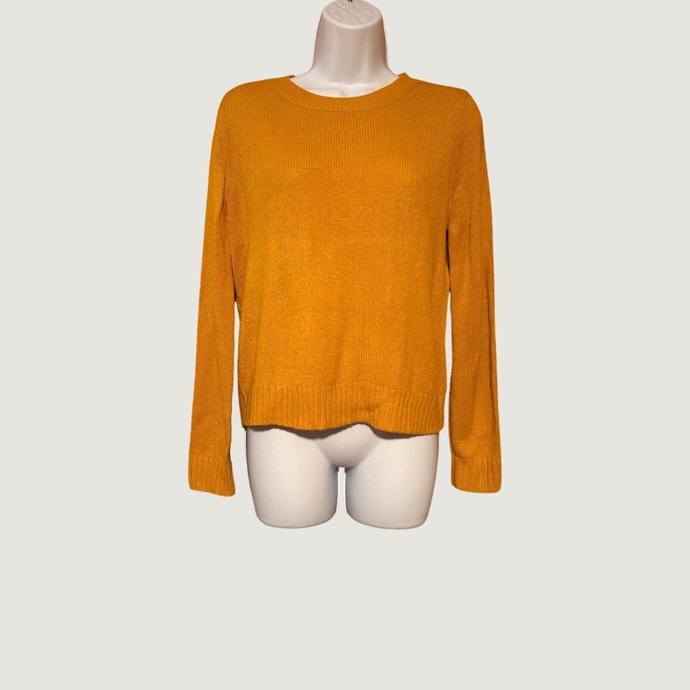 H&M Divided Mustard Yellow Crewneck Knit Long Sleeve Sweater Women Size Small